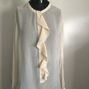 NWT Ellen Tracy ivory ruffle chiffon blouse